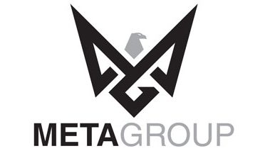 Logo for Meta Group of an illustrated bird with black and grey lines