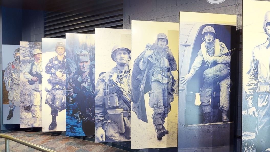 Panels of fallen soldiers in a museum
