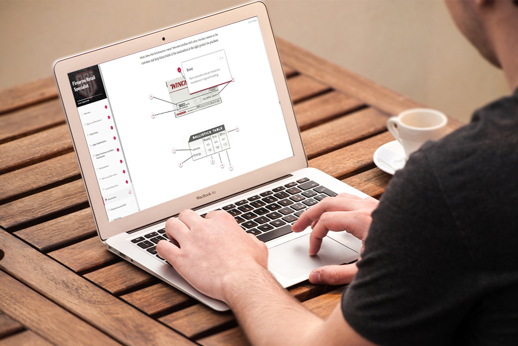 Man learning course on laptop
